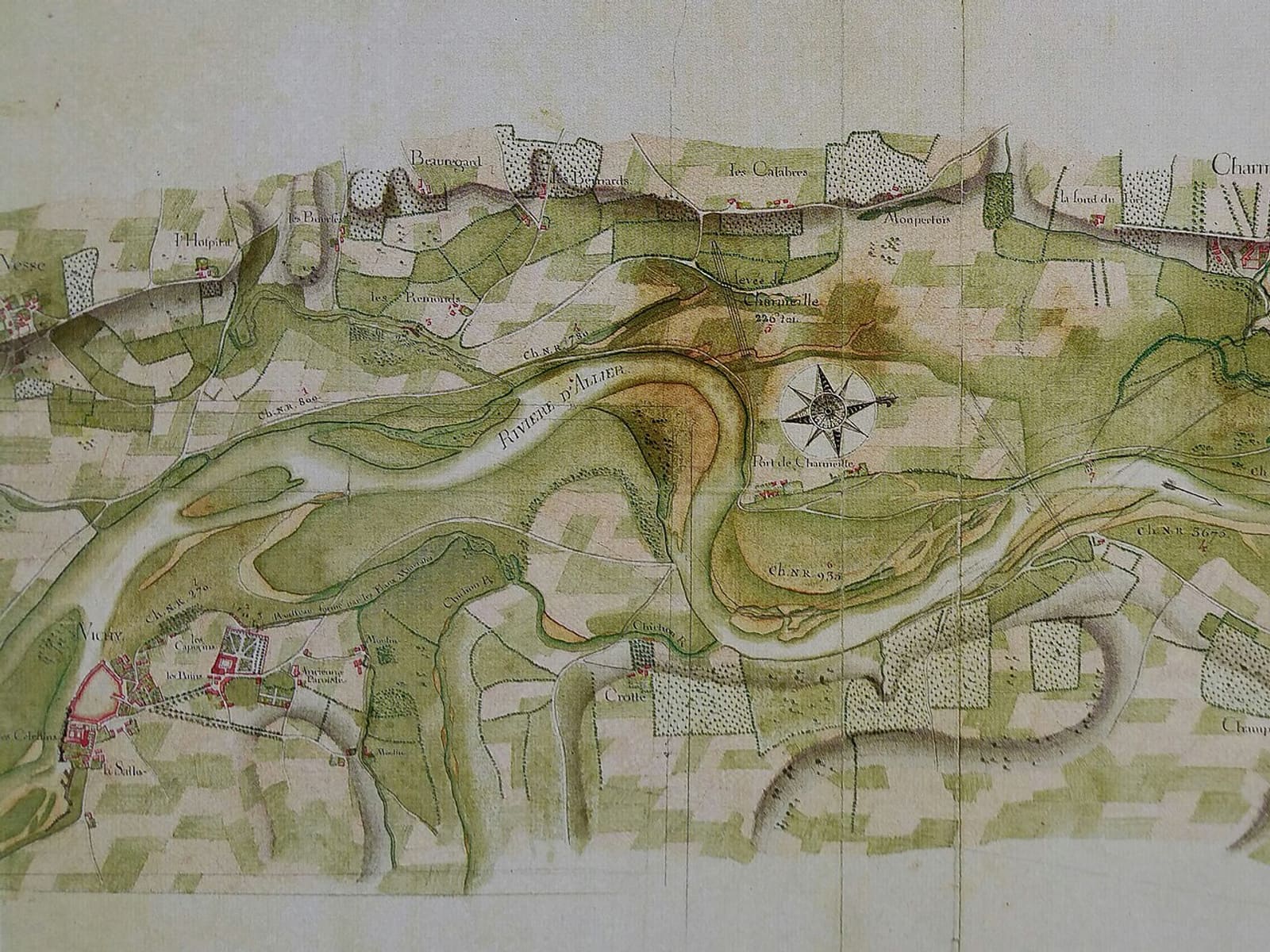 Carte de la rivière Allier et de Vichy de 1750.jpg