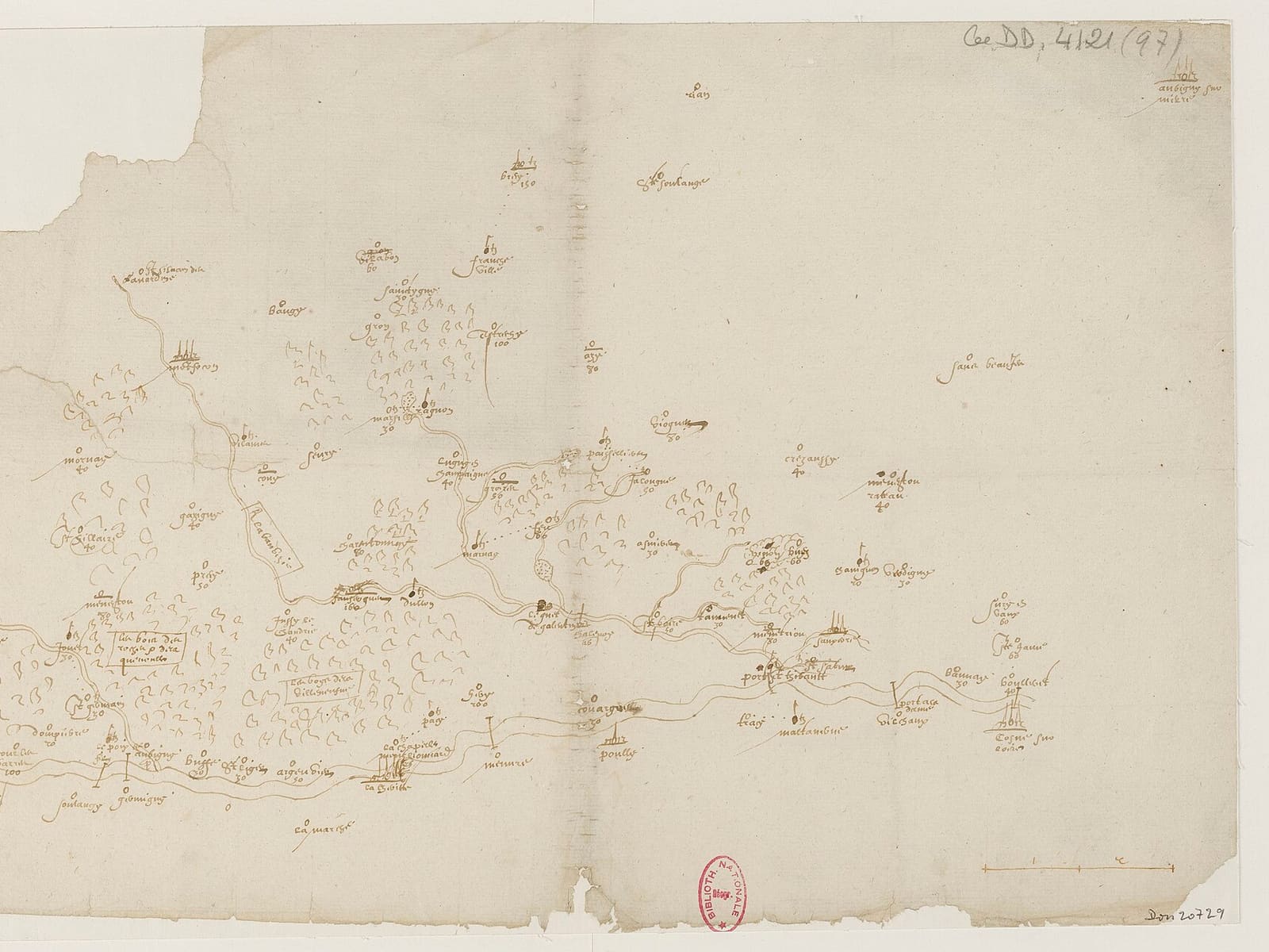 Le Sancerrois le long de la rivière de Loire, du côte du Berry et Bourbonnois, depuis Gien jusqu'à Nevers. 2 Lieues Om. 056 ; 1 - 175 000 environ - btv1b108533441 (2 of 2)