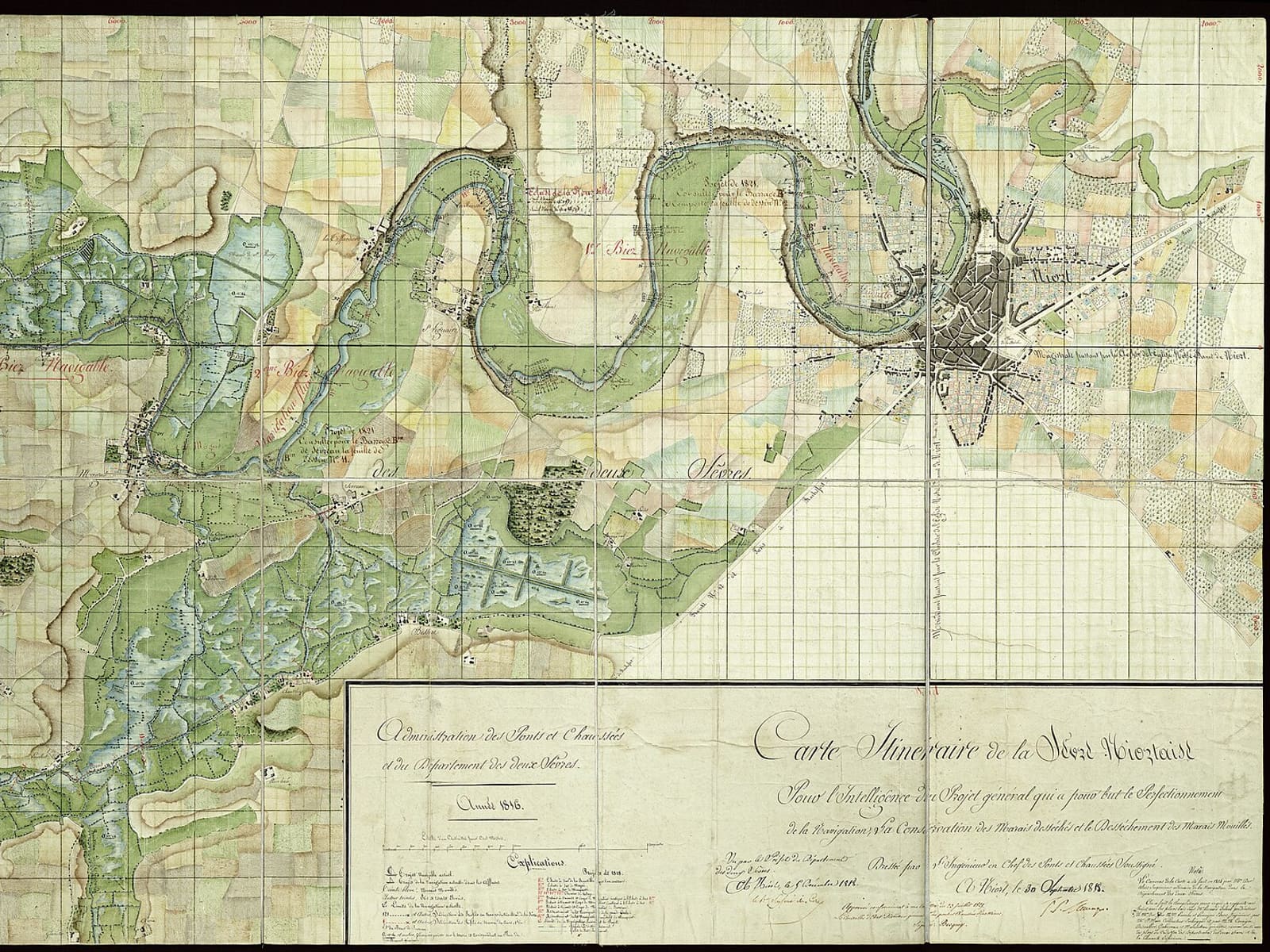 Aménagement de la Sèvre Niortaise et du Marais Poitevin en 1818 par Mesnager